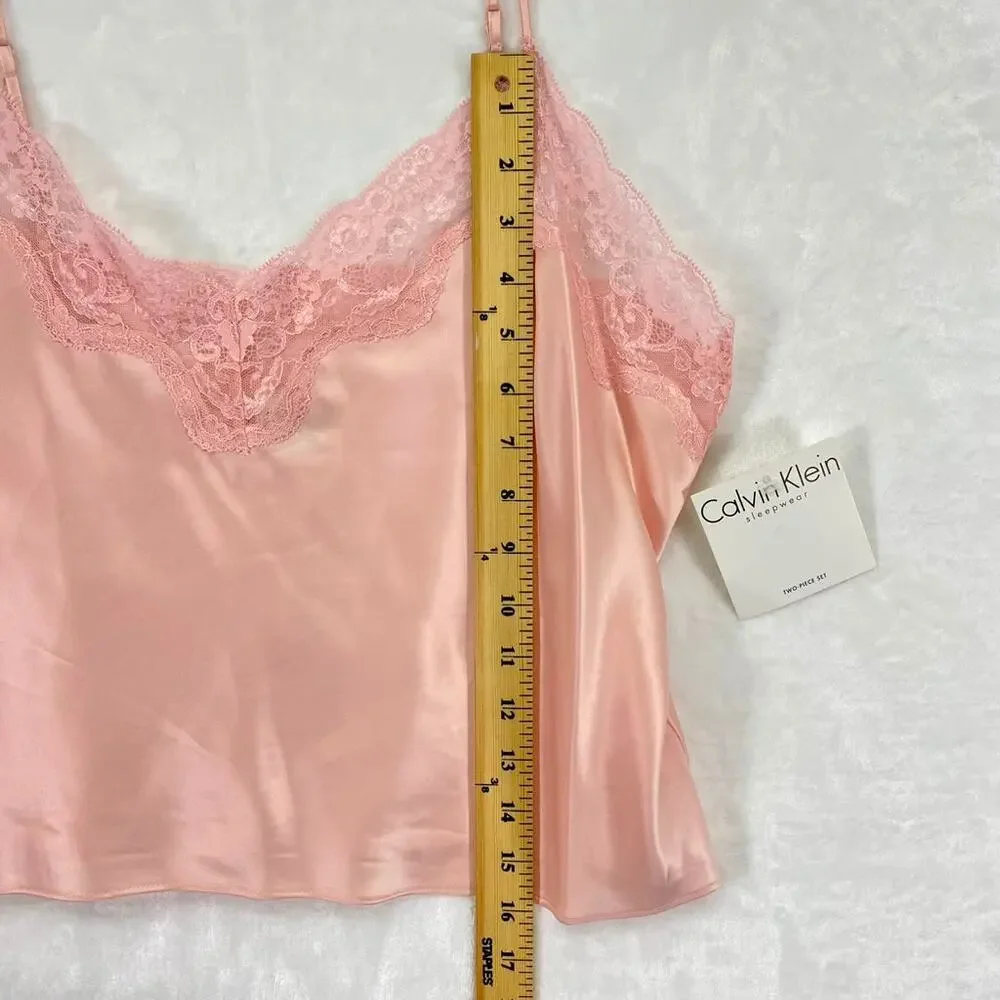 Calvin Klein Women's Teddy Satin Lace-Trim Cami Crop Intimate Top Sz L - Picture 5 of 6